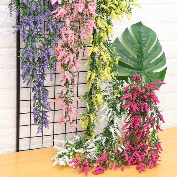 

31.5'' artificial lavender vine flowers garland plants wall hanging colorful diy wedding living room bunch decor decorative & wrea