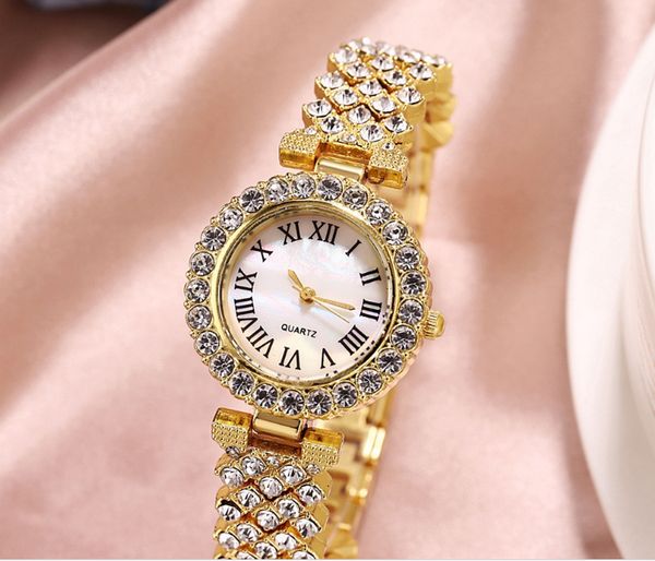 

mulilai brand 32mm fashion style luxurious diamond white dial womens watches elegant quartz ladies watch gold bracelet wristwatche274r, Slivery;brown