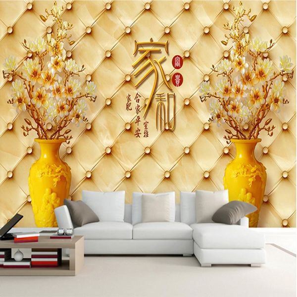 

wallpapers custom wall mural home decoration pvc luxury golden soft case vase tree 3d wallpaper