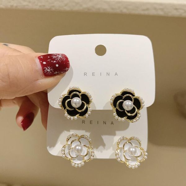 

jewelry classics women designer ear stud earrings brand 18k gold plated designers geometry letters imitation pearl flower earring wedding pa, Golden;silver