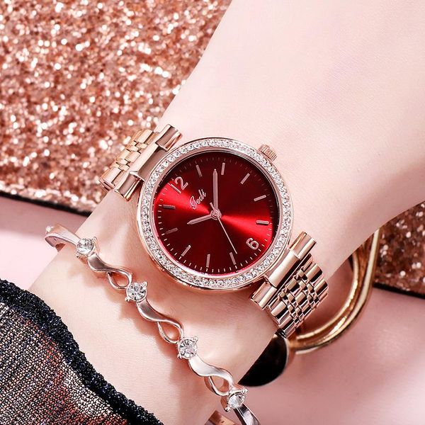 

wristwatches gedi simple women quartz dress watches waterproof stainless steel rose gold ladies rhinestone wristwatch fashion student clock, Slivery;brown