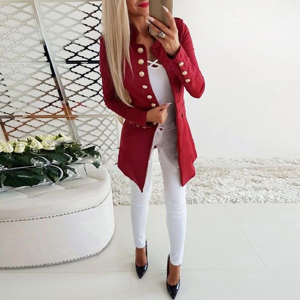

women single one button autumn slim long blazer red gray black blue feminino underwear plus size 2021 women's suits & blazers, White;black