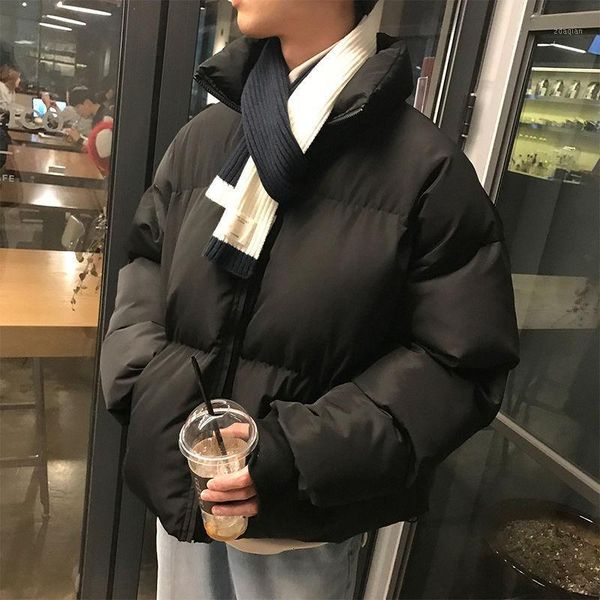 

men's down & parkas cotton-padded clothes for men 2021 autumn-winter slim-fitting solid-color lover's bread casual youth wear, Black