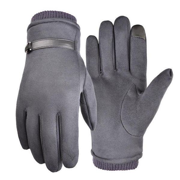 

cycling gloves outdoor suede fabric antiskid winter touch screen windproof for bike motorcycle warm glove, Black