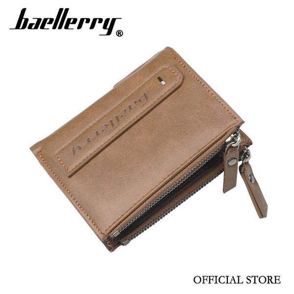 

wallets 2021 baellerry retro vintage double zipper hasp mens leather wallet, Red;black