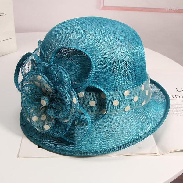 

lady sinamay hat women church fascinators for wedding dress kentucky derby hats elegant party flower fedoras caps &1, Yellow