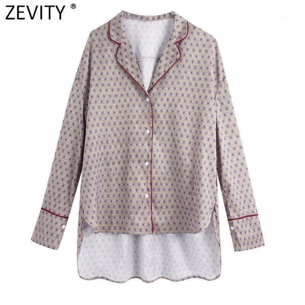 

zevity women vintage totem floral print casual blouse retro office ladies long sleeve business shirt chic blusas ls7329 women's blouse, White