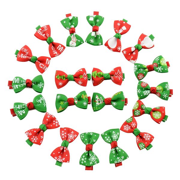 

new girls christmas hairpins barrettes bow with clip children snowflake snowman hair accessories princess bow hair clips 10 colors c1517, Slivery;white