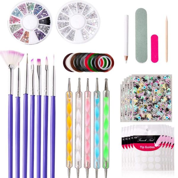 

nail art kits novice manicure tool 3d file drawing pen polishing block brush kit