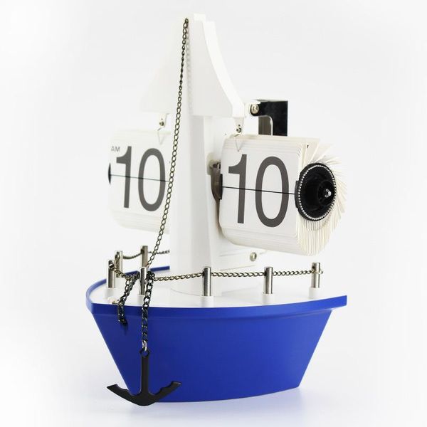 

desk & table clocks retro auto flip clock vintage page steamship sailboat decorative kids room digital watch home decor