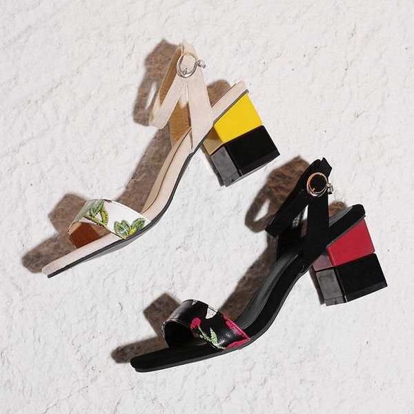 

big size 33-47 summer fashion women buckle front & rear strap heel sandals 2 colors, Black