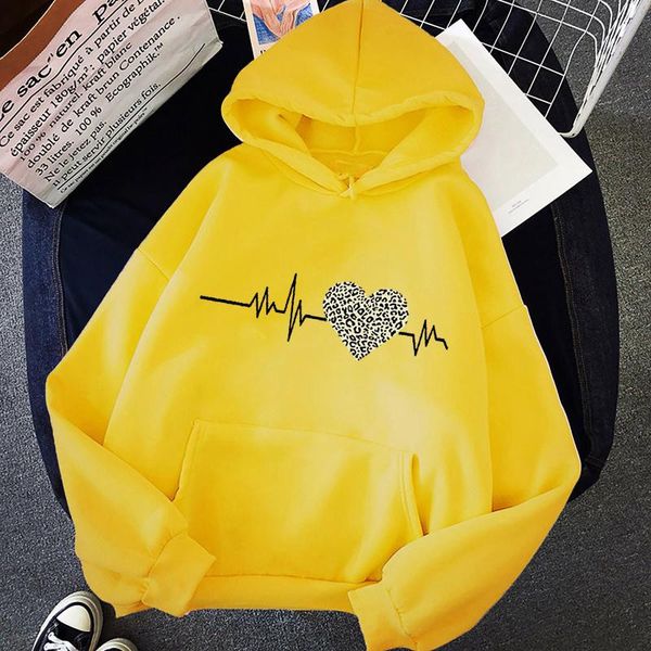 

women's hoodies & sweatshirts leopard heart print womens long sleeve oversized sweatshirt loose pullover hip hop harajuku aesthetic ho, Black