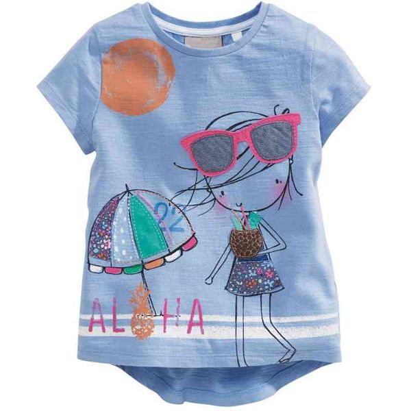 

girl t-shirts embroidery children summer t shirt girls clothes short sleeve jumper tee shirts 100% cotton 210413, White;black