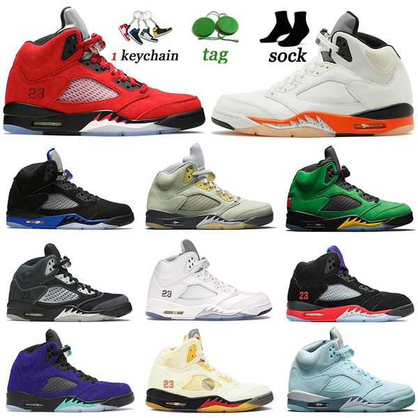 

2022 jumpman 5 bluebird 5s mens basketball shoes oreo racer blue jade horizon raging bull sail anthracite black metallic men trainer sports, White;red