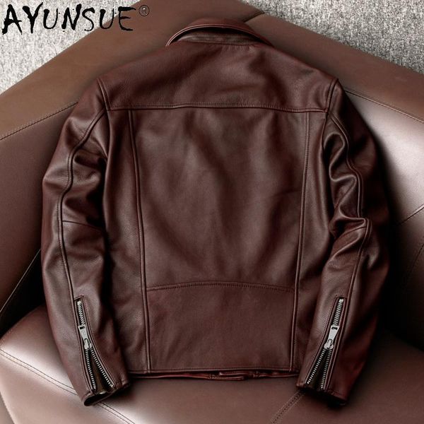 

men's leather & faux akoosun brown genuine jacket men spring vintage cowhide coat motorcycle jackets plus size 5xl 2021 chaquetas hombr, Black