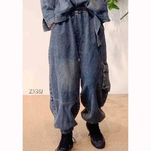 

style of lady thin, feet tied and pockets big. spring autumn work for, Blue