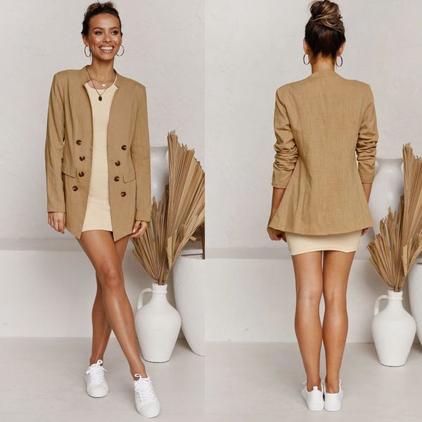 

fashionable ladies suit autumn and winter 2021 slim long sleeve button versatile blazer jacket women's wear, White;black