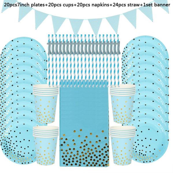 

disposable dinnerware birthday decorations tableware set paper straws cups plates banner napkins boy girl kids party decor
