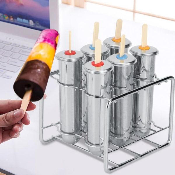 

3/6/10pcs 304 stainless steel popsicle mold ice cream maker rack holder double groove home kitchen accessory baking moulds