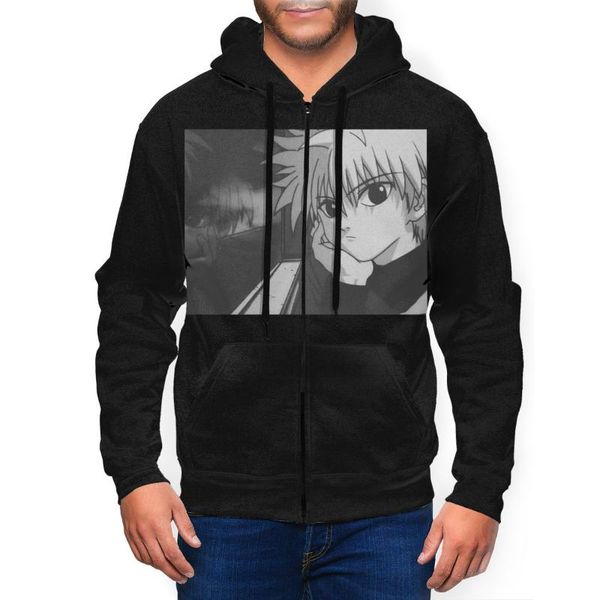 

men's hoodies & sweatshirts graphic hoodie cozy x japanese anime print cool zipper autumn streetwear, Black