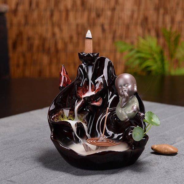 

fragrance lamps ceramic buddha backflow incense burner wierook waterval retro lotus smoke waterfall stick holder buddhist temple censer