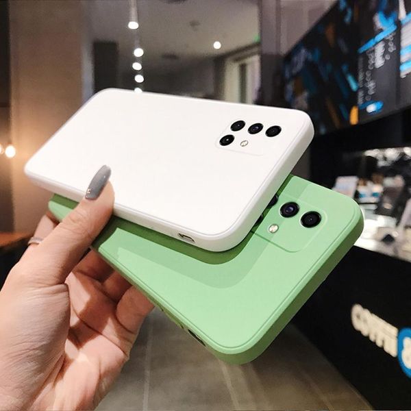 

cell phone pouches original square liquid silicone case for samsung galaxy a01 a11 a21 a21s a31 a41 a51 a71 4g camera protection cute cover