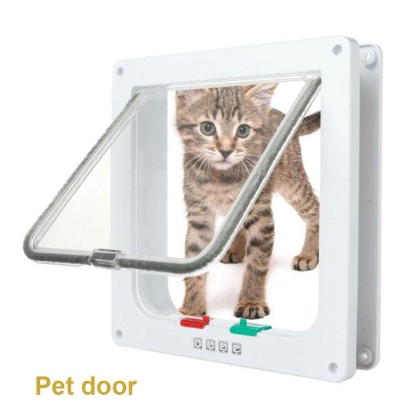 

cat carriers,crates & houses dog flap door with 4 way lock security for cats kitten abs plastic small gate dogs pet chip