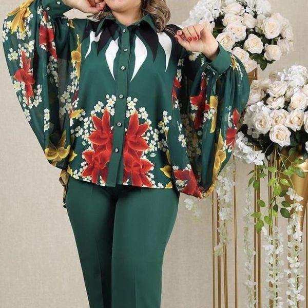 

ethnic clothing 2021 summer fashion style african women printing polyester two pieces sets and long pant clothes for, Red