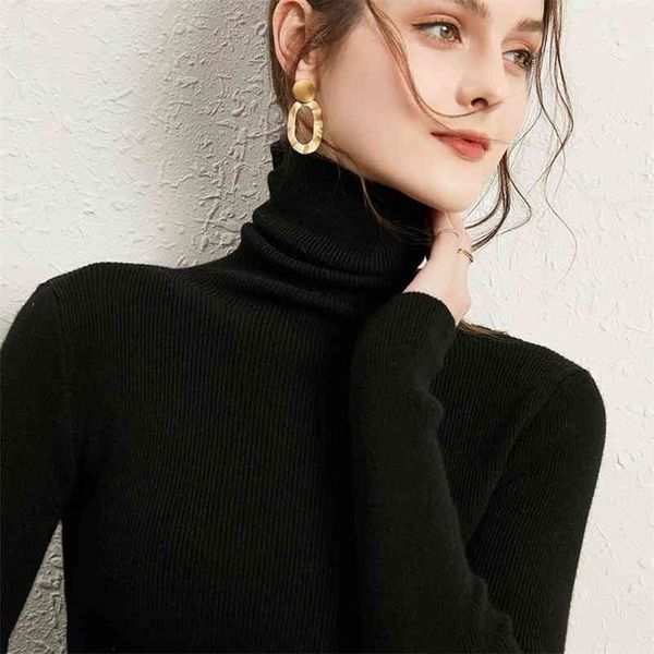 

autumn winter thick sweater women knitted ribbed pullover long sleeve turtleneck slim jumper soft warm pull femme sweaters 210520, White;black