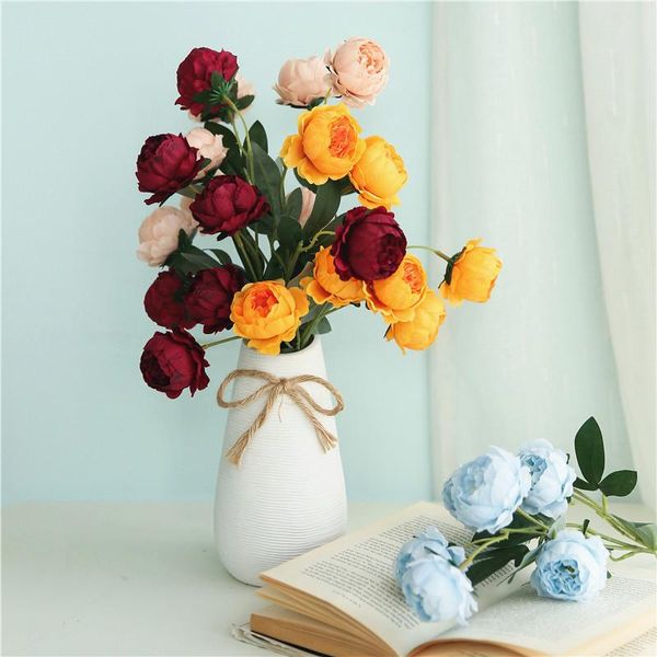 

1pc peony artificial silk flower bouquet home table room wedding party decoration floral arrangement craft decorative flowers & wreaths