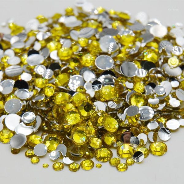 

5000pcs mixed size yellow color many flat back non-thermal fixed stone gem crystal rhinestone diy nail decoration1, Silver;gold
