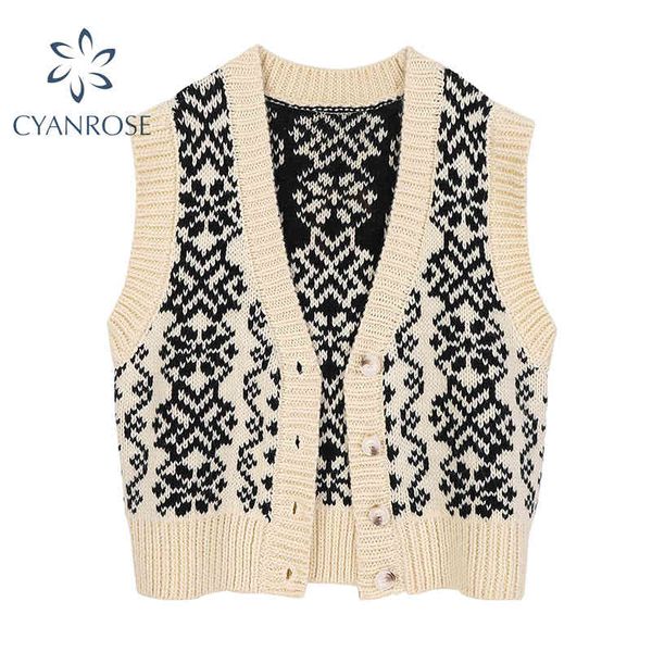 

knit vest women ins geometric v neck sleeveless waistcoat female fashion retro korean spring chic warm knitted 210417, White