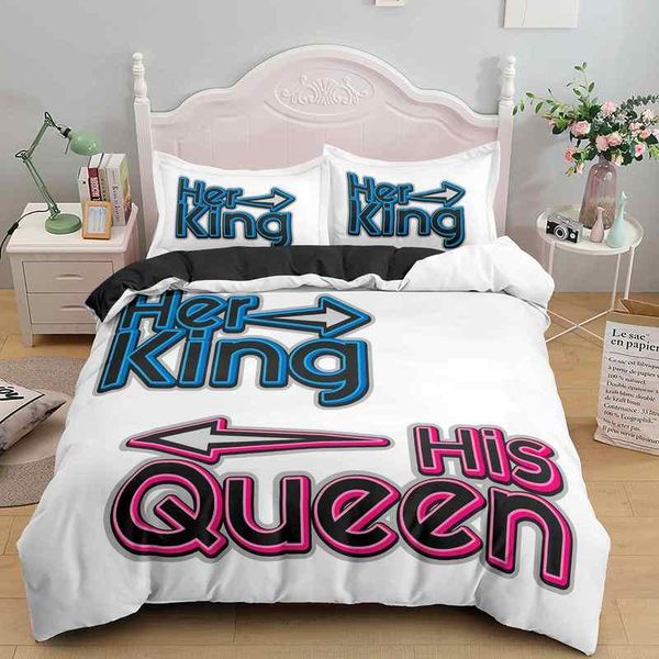 

his  and her king bedding set for wedding gifts 2/3pcs couple duvet cover single/ twin/ double/ full/ / size sets