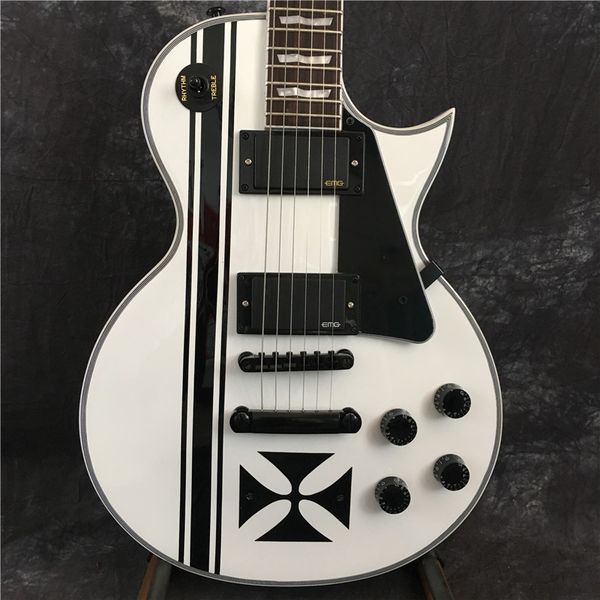 

white electric guitar mahogany wood body