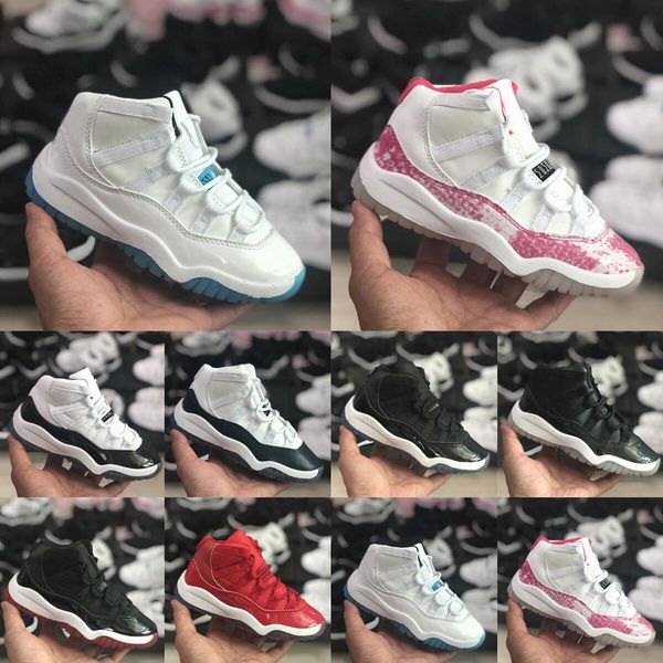 

jumpman11s children basketball shoes 11 low legend blue sneakers 25th anniversary sports new bred trainers size eur 28-35, Black