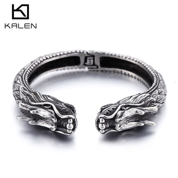 

bangles bracelet stainless steel bib opening punk men's handpiece, Black