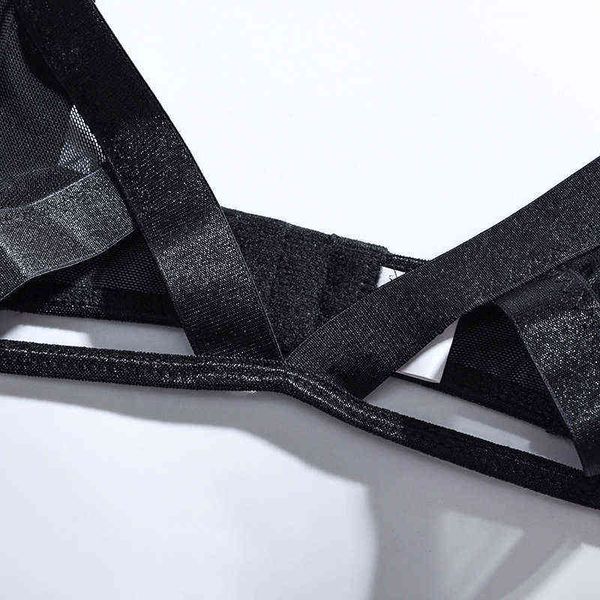 

nxy setaduloty women' mesh solid color hollow out perspective underwear underwire gather bra thong garter belt erotic lingerie 1127, Red;black