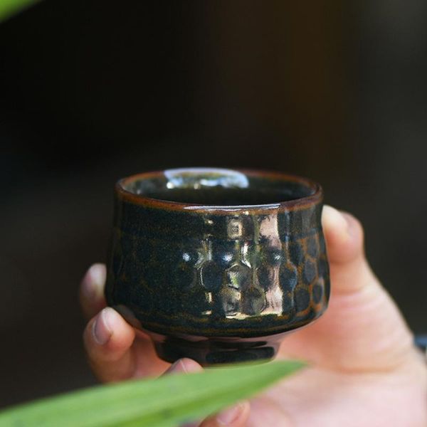 

cups & saucers 150ml coarse pottery hammer pattern master cup ceramic retro small tea bowl handmade kiln change teacup office water