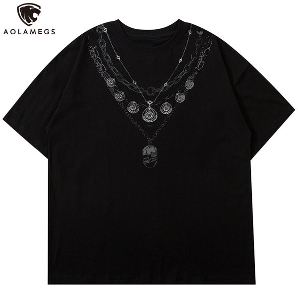 

men's polos aolamegs t-male shirt hipster current print streetwear vintage couple all-match simple fashion baggy o-neck t-summer, White;black