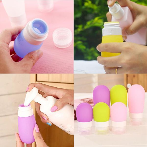 

portable silicone refillable bottle empty travel packing press for lotion shampoo cosmetic squeeze containers bathroom product bath accessor