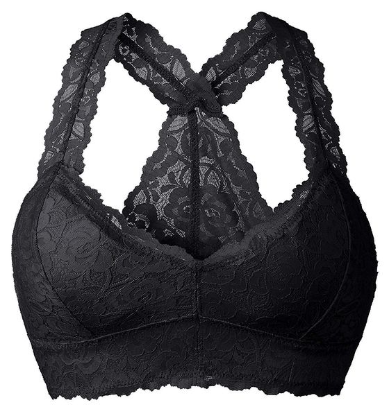 

yoga bras women floral lace bralette padded breathable racerback bra