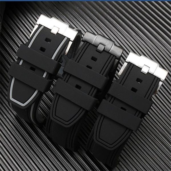 

watch bands silicone black watchband for c-itizen t-issot t035.627 t055 rubber strap men 22mm 24mm wrist bracelet, Black;brown