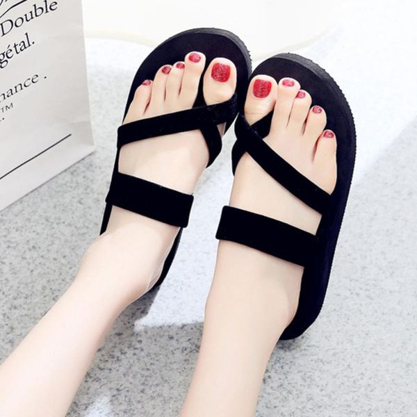 

slippers women sandals summer comfortable non-slip ladies home flip flop cross-tied casual indoor shoes multicolor, Black