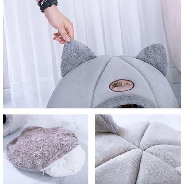 

winter pet nests indoor dog house cute foldable cat bed nest removable mattress cage semi-closed warm kennel beds & furniture