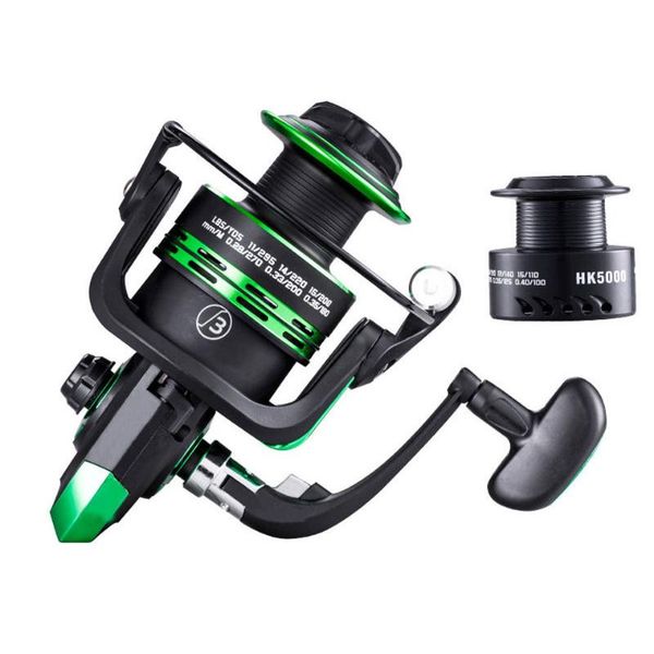

metal spinning reel extra spare spool 5.2:1 gear ratio light to 310g main frame rotor 13 bb fishing baitcasting reels