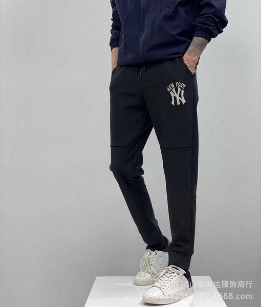 

2021, ny men's leisure long style, three-dimensional embroidered letters, sports leggings, Black