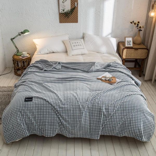 

blankets soft skin-friendly blanket japanese-style simple milk fleece thickened warm nap coral