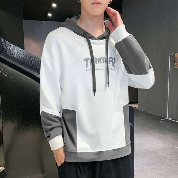 

sweater hooded men's tracksuits loose and versatile autumn sports korean trend casual outerwear, Gray