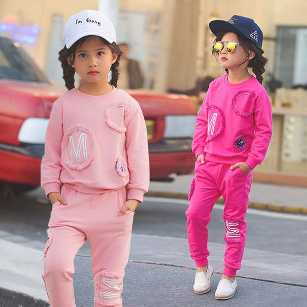 

v-tree girl clothing sets children clothes long sleeve t-shirt +pants 2pcs suit kids outfits cotton 2021 spring autumn costumes, White