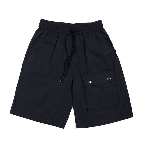 

solid color multi pocket casual shorts men's american fashion loose straight overalls summer trend capris, Black